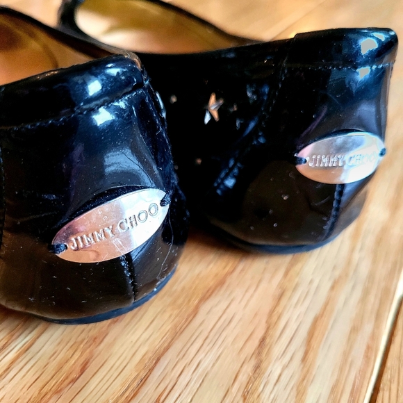 Jimmy Choo Black Patent Leather Star Cutout Flats - Picture 3 of 9